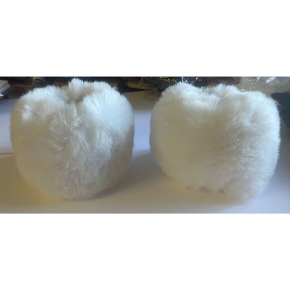 White Elegant Faux Fur Cuffed Sleeve Arm Warmers-One Size - Picture 5 of 6